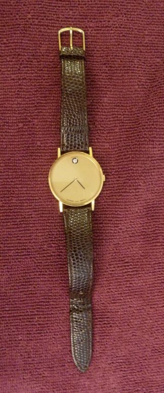 Rare Vintage Movado Museum Watch With Zenith Quartz Movement Gold Plated Bezel