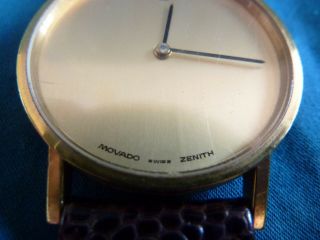 Rare Vintage Movado Museum Watch with Zenith Quartz Movement Gold Plated Bezel 8
