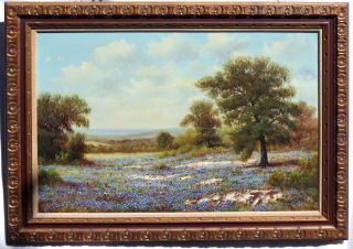 W R Thrasher Texas Hill Country Oil Painting,