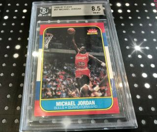 1986 Fleer 57 Michael Jordan Rookie Beckett Bgs Card Grd 8.  5 Authentic Vintage