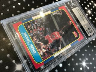 1986 Fleer 57 Michael Jordan rookie Beckett bgs Card grd 8.  5 authentic Vintage 2