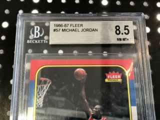 1986 Fleer 57 Michael Jordan rookie Beckett bgs Card grd 8.  5 authentic Vintage 3