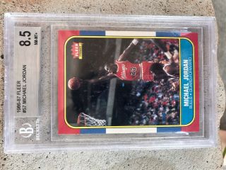 1986 Fleer 57 Michael Jordan rookie Beckett bgs Card grd 8.  5 authentic Vintage 6