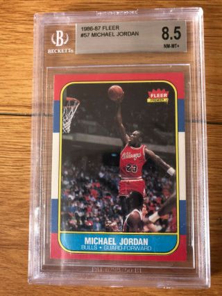 1986 Fleer 57 Michael Jordan rookie Beckett bgs Card grd 8.  5 authentic Vintage 9