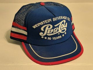 Vintage Pepsi - Cola 3 - Stripe Snapback Mesh Trucker Hat Weinstein Wenatchee