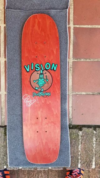 VISION 80 ' s Signed Vintage skateboard deck Don Brown Red 2