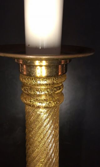 VTG Barovier Toso Murano Glass Lamp Coronado D ' Oro Gold Aventurine 4