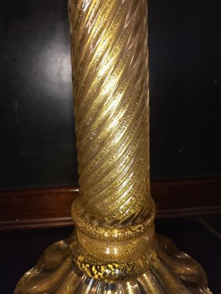 VTG Barovier Toso Murano Glass Lamp Coronado D ' Oro Gold Aventurine 6