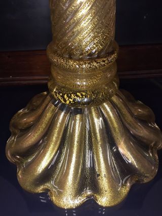 VTG Barovier Toso Murano Glass Lamp Coronado D ' Oro Gold Aventurine 7