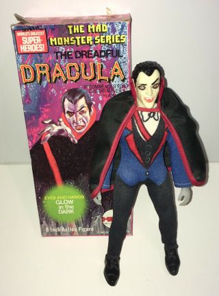 Vintage Mego Mad Monster Dreadful Dracula Figure With Box 1973