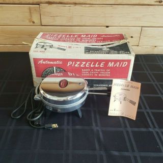 Vintage Rare Chrome Pizzelle Maid Model 400 W/ Instructions