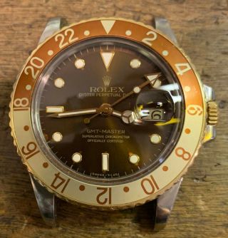 Vintage Rolex GMT Master 16713 Root Beer Tutone 1675 Steel Gold 1980s Box/Papers 6