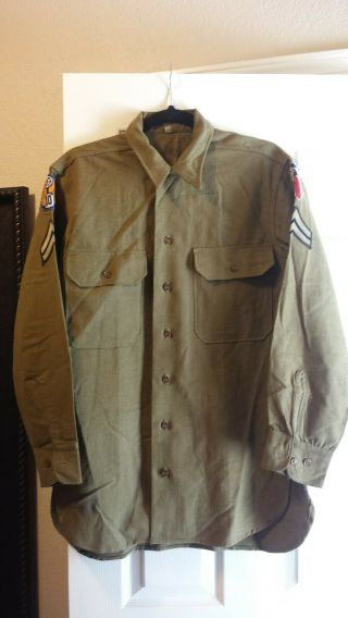 Authentic Ww2 Us Military Flannel/wool Shirt With Patches