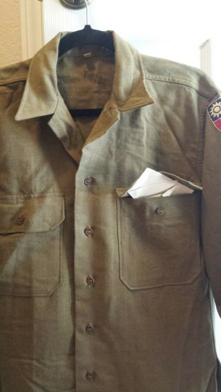 Authentic WW2 US Military flannel/wool shirt with Patches 3