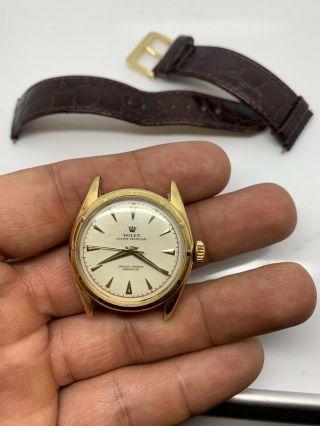 Rare Vintage Rolex Oyster 18k Gold Automatic Men Watch Ref 6085 Vg Bubbleback