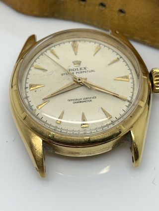 Rare VINTAGE ROLEX OYSTER 18K GOLD AUTOMATIC MEN WATCH REF 6085 Vg Bubbleback 2