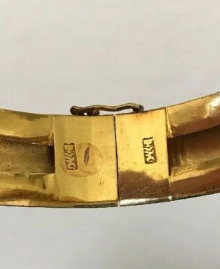 Vintage Chinese Solid 18k Yellow Gold Hinged Bangle Bracelet Etched HEAVY Marked 6
