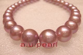 Luxurious Rare 17 " 13 - 15mm Natural Real South Sea Pink Purples Pearl Necklace 14k
