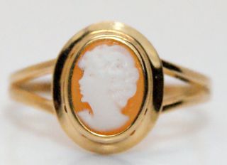 Antique 18k Yellow Gold Conch Cameo Ring Size 9 1/2