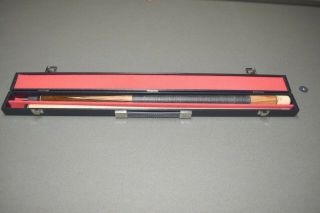 Vintage and Paul Huebler 4 point Pool Cue with vintage coffin case 9