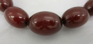 Antique Art Deco Cherry Amber Bakelite Bead Necklace Graduated Beads Weight 64g 2