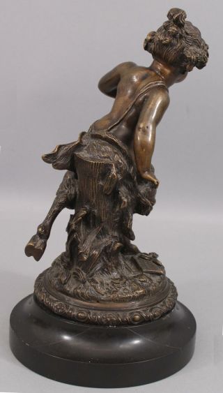 Antique 19th Mythological Bronze Sculpture Young Satyr/Pan Slate Base 6