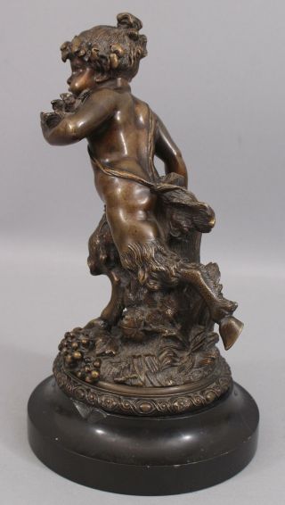 Antique 19th Mythological Bronze Sculpture Young Satyr/Pan Slate Base 7