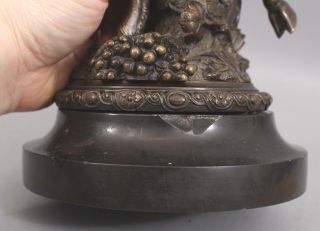 Antique 19th Mythological Bronze Sculpture Young Satyr/Pan Slate Base 9