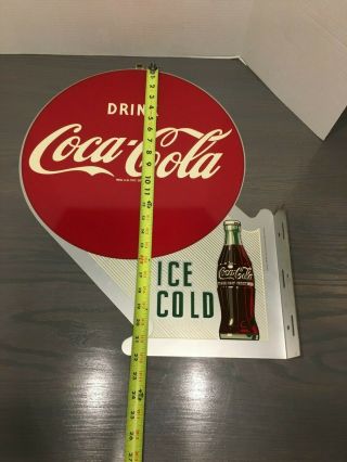 VINTAGE COCA - COLA DOUBLE SIDED FLANGE SIGN (sm - 9 - 97) Great Shape 10