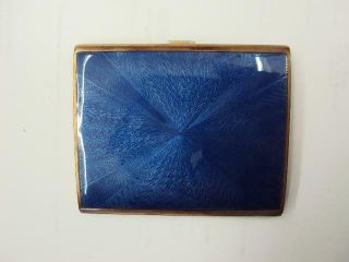 Vtg.  Art Deco Blue Guilloche Enamel Cigarette Case - Gold Cased.  -