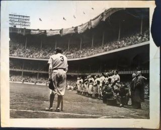 Babe Ruth " Bows Out " Nat Fein Signed Psa Type Photograph Framed Vintage