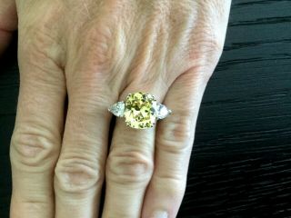 7.  82 Carat Natural Unheated Yellow Sapphire And Diamond Ring Gia Certified Rare