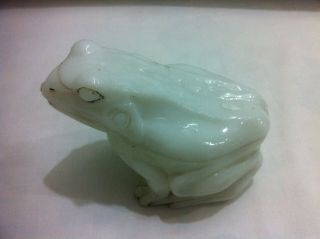 19c Antique Vallerysthal Signed Toad / Frog Milk Glass Butter Dish Box French 2