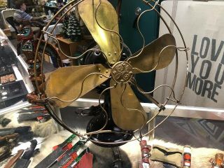 Rare Antique General Electric Ge Kidney 1911 Oscillating Brass Fan Brass Blades