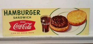 Vintage 1959 Coca Cola Fishtail Hamburger Sandwich Restaurant Soda Pop 22 " Sign