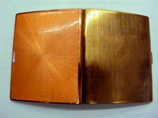 Vintage ART DECO Gold Coral Guilloche Enamel Cigarette Case - Gold cased. 2