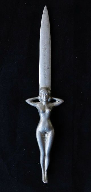 Wwii - Era " Naples 1945 " Pin - Up Nude Woman 11.  25 " Letter Opener Knife Antique