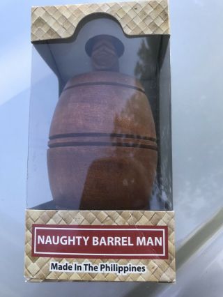 Barrelman Naked Man In Wooden Barrel With Pop Up Penis Adult Novelty Gift.