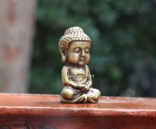 4 cm Chinese Bronze Gautama Sakyamuni Shakyamuni Tathagata Buddha Sit sculpture 3
