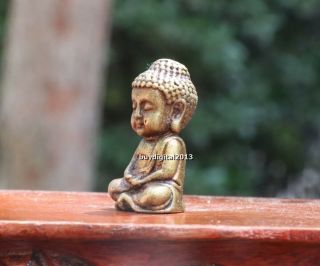 4 cm Chinese Bronze Gautama Sakyamuni Shakyamuni Tathagata Buddha Sit sculpture 4