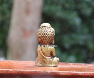 4 cm Chinese Bronze Gautama Sakyamuni Shakyamuni Tathagata Buddha Sit sculpture 5