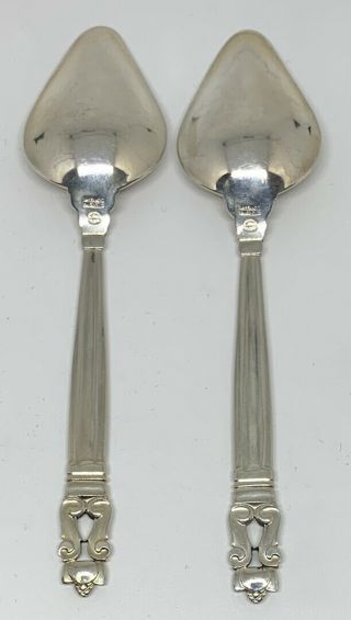 Georg Jensen Denmark Acorn Sterling Silver Grapefruit Spoons 6 