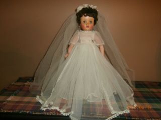 Vintage Madame Alexander Elise Bride Doll Tagged Gown 1957 - 1961 15 " Inches