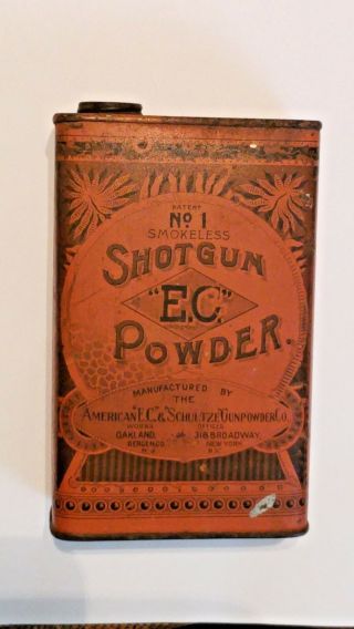 Antique E.  C.  Smokeless Empty Shotgun Powder Tin