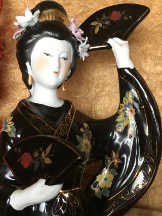 Antique Beauty Chinese Oriental Porcelain Ceramic Figurine Geisha Woman 13 " Tall