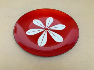 Vintage cathrineholm lotus red 10” plate enamelware mid century modern 2