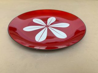 Vintage cathrineholm lotus red 10” plate enamelware mid century modern 3