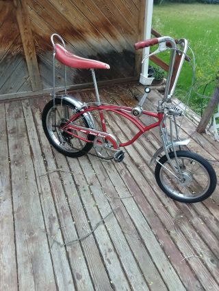 1968 - 69 Schwinn Apple Krate Stingray Vintage Banana Seat Muscle Bike Stik S2 Red