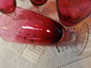 93 VINTAGE GEORGE BORGFELDT LISA CRANBERRY GLASS GOBLETS 2