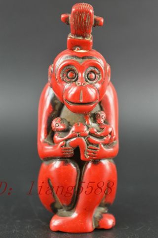 China Decorated Resin Carve Lucky Lovely Lifelike Monkey Snuff Bottle Nr